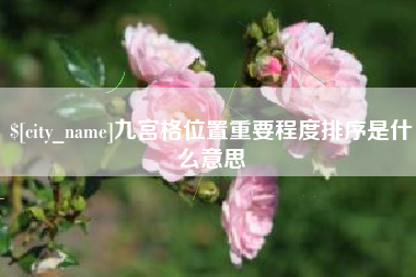 德清九宫格位置重要程度排序是什么意思